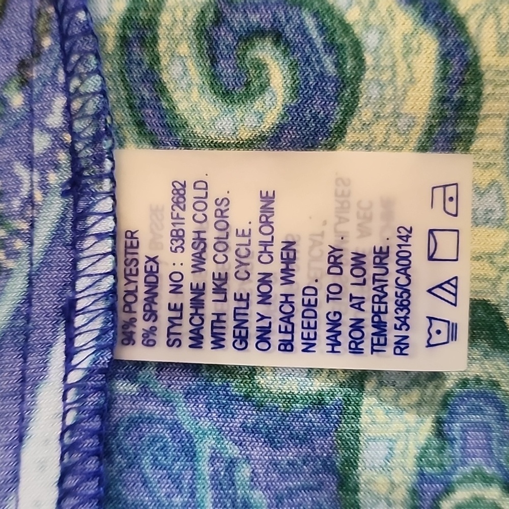 Nygard Shirt Paisley Abstract Button Down Tie Front Long Sleeve Blue Size PM - Picture 12 of 13